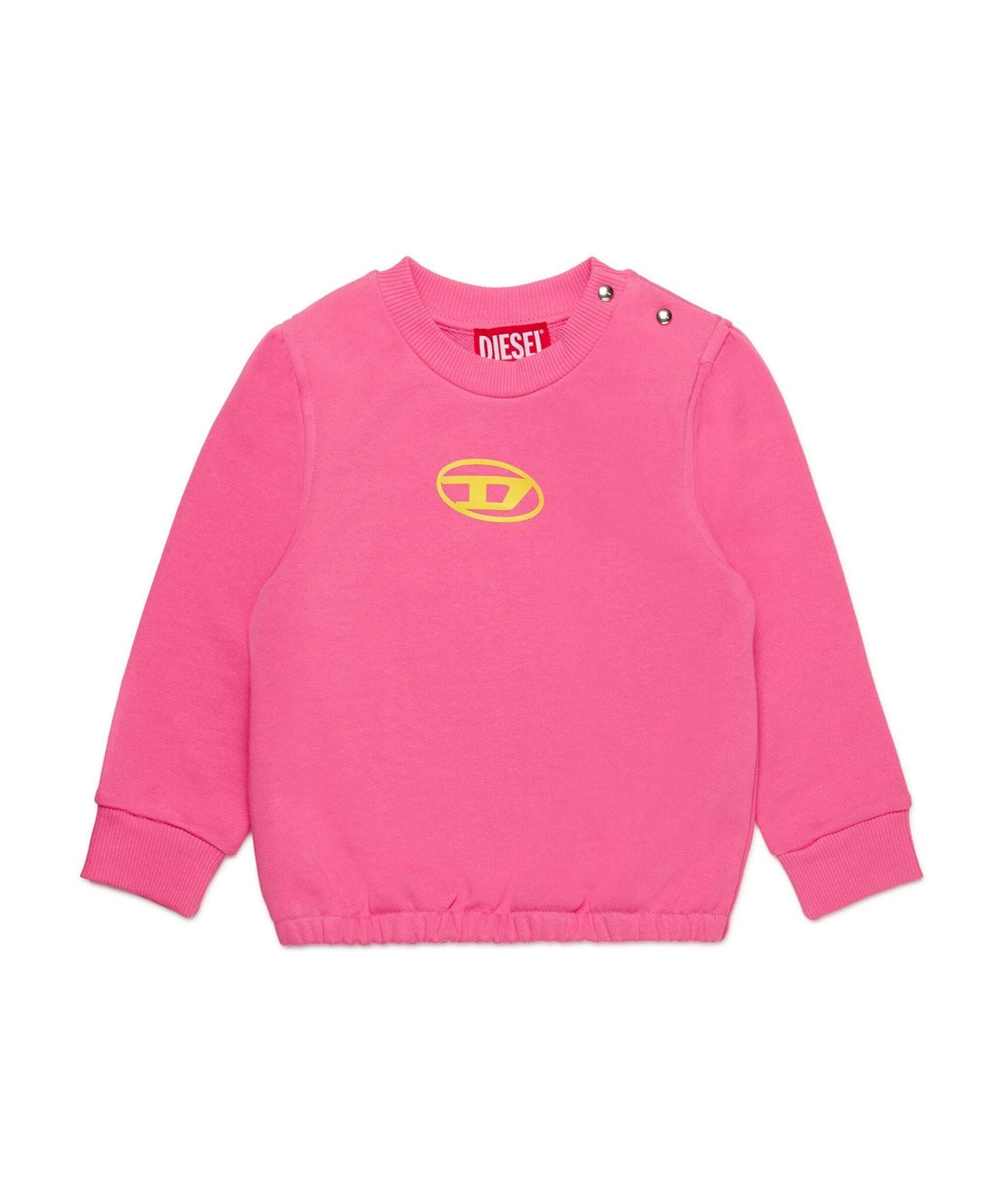Diesel Kids Felpa Girocollo Rosa Con Logo Oval D per Neonate frontale
