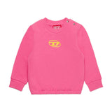 Diesel Kids Felpa Girocollo Rosa Con Logo Oval D per Neonate frontale
