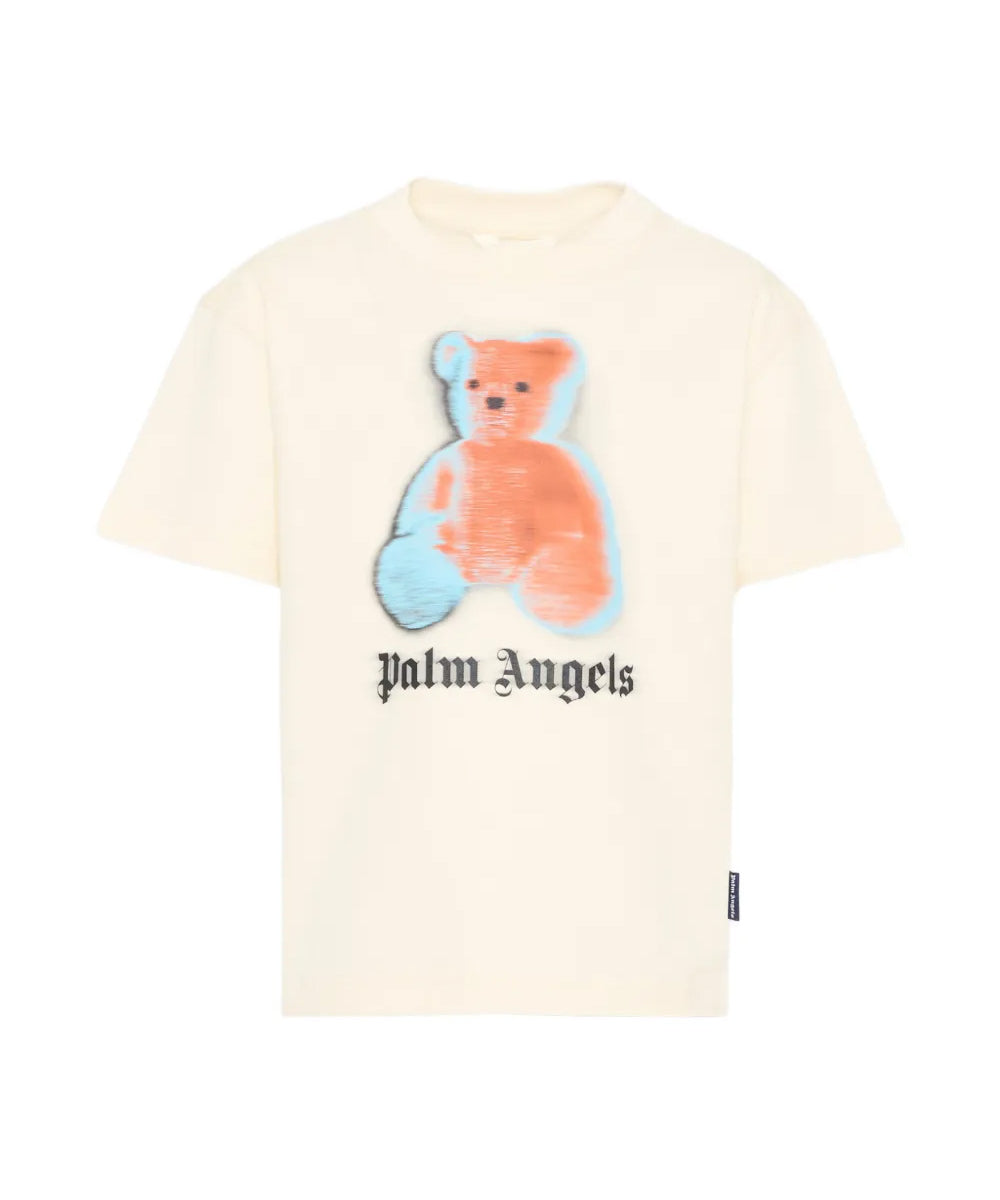 Palm Angels Kids T-Shirt Bianco con Stampa Teddy per Bambini