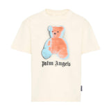 Palm Angels Kids T-Shirt Bianco con Stampa Teddy per Bambini