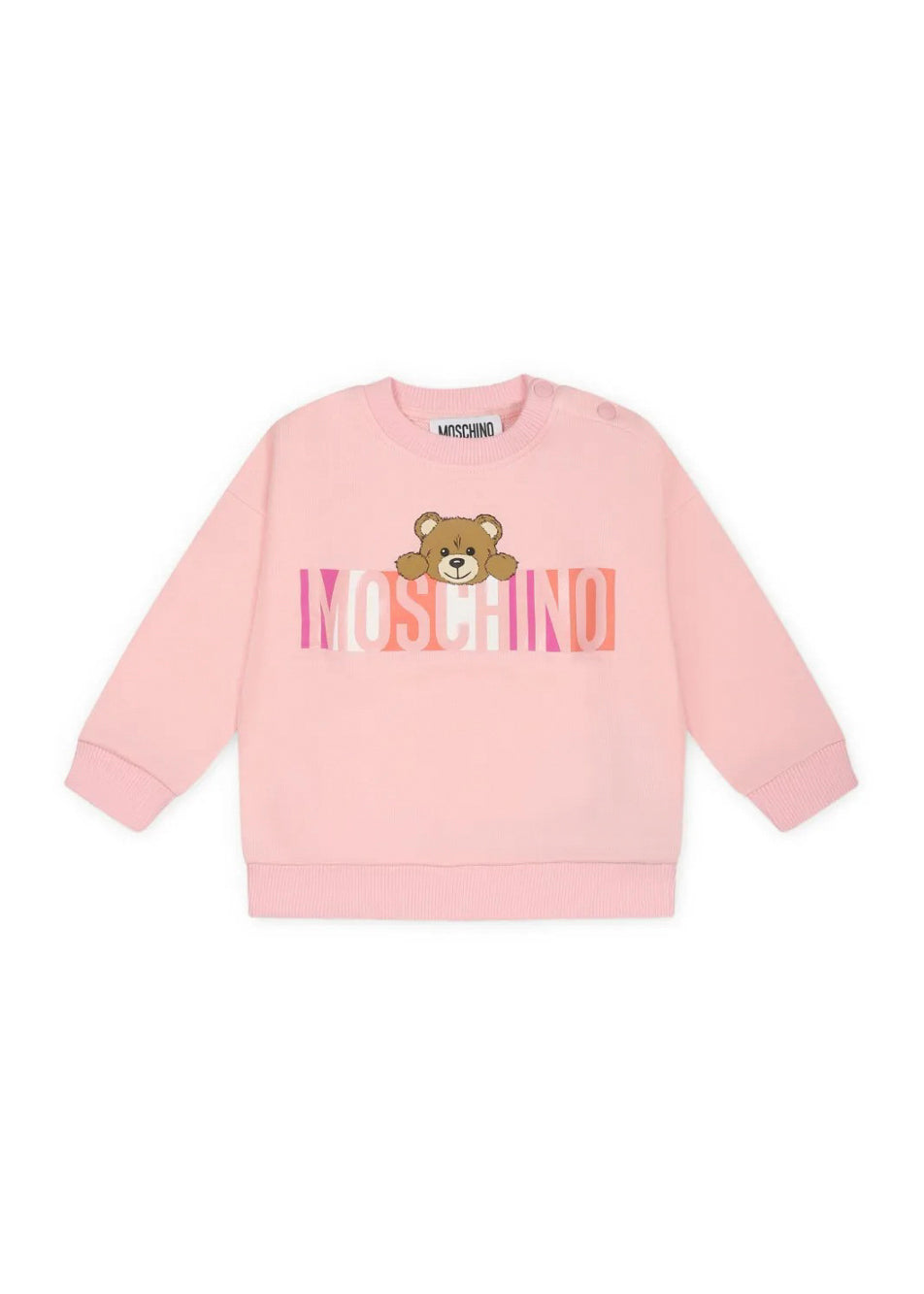 Moschino Kids Felpa Rosa con Stampa Colorful per Neonate