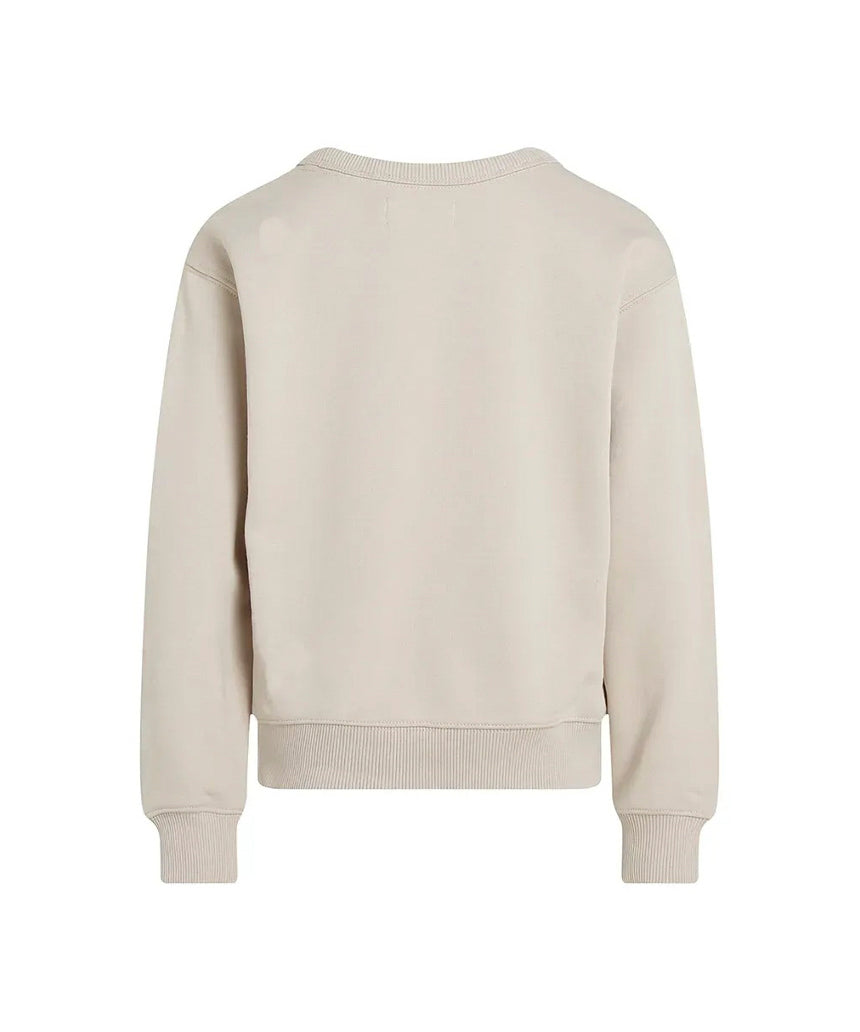 Calvin Klein Kids Felpa Beige Girocollo con Logo per Bambini