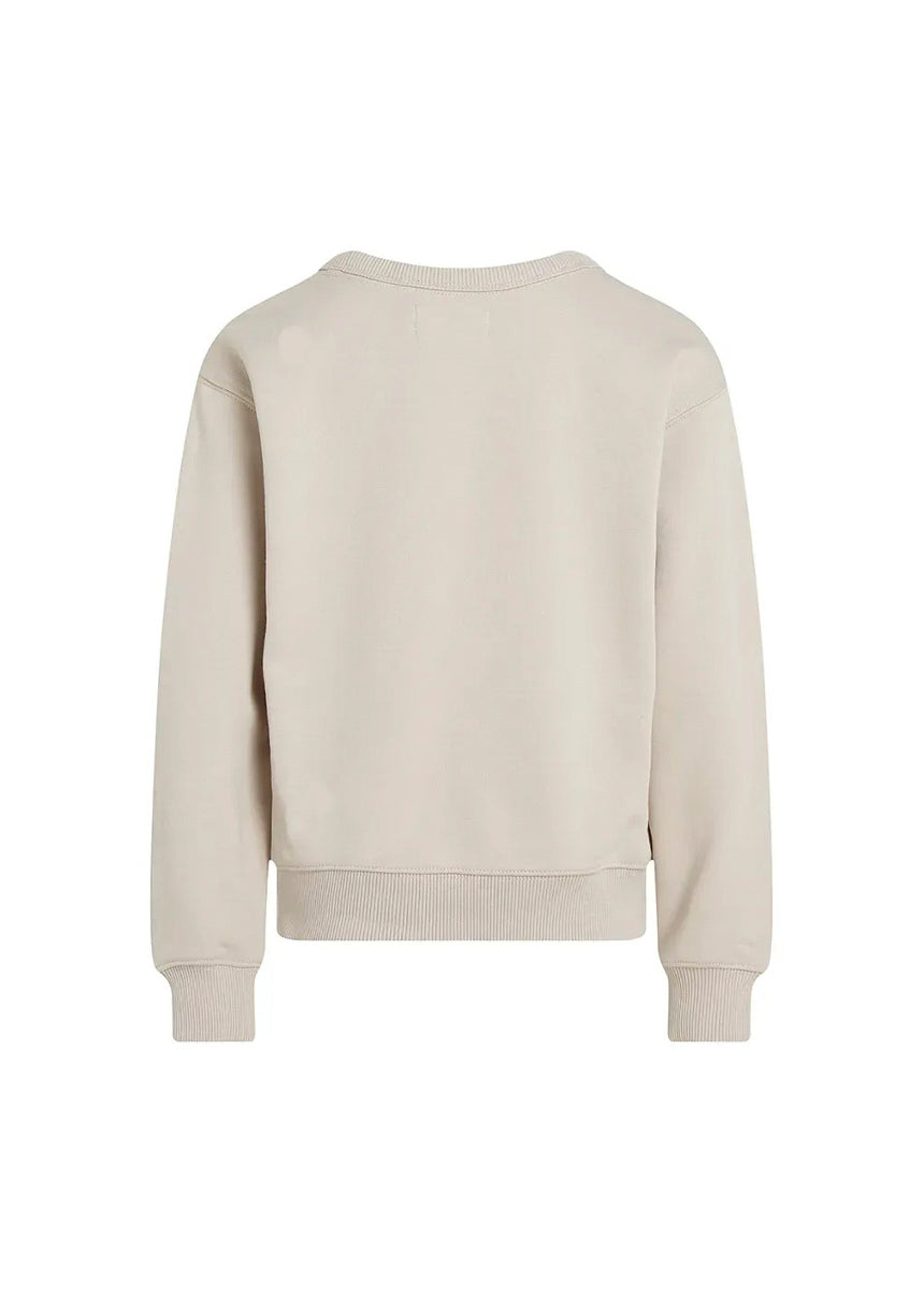 Calvin Klein Kids Felpa Beige Girocollo con Logo per Bambini