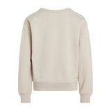 Calvin Klein Kids Felpa Beige Girocollo con Logo per Bambini