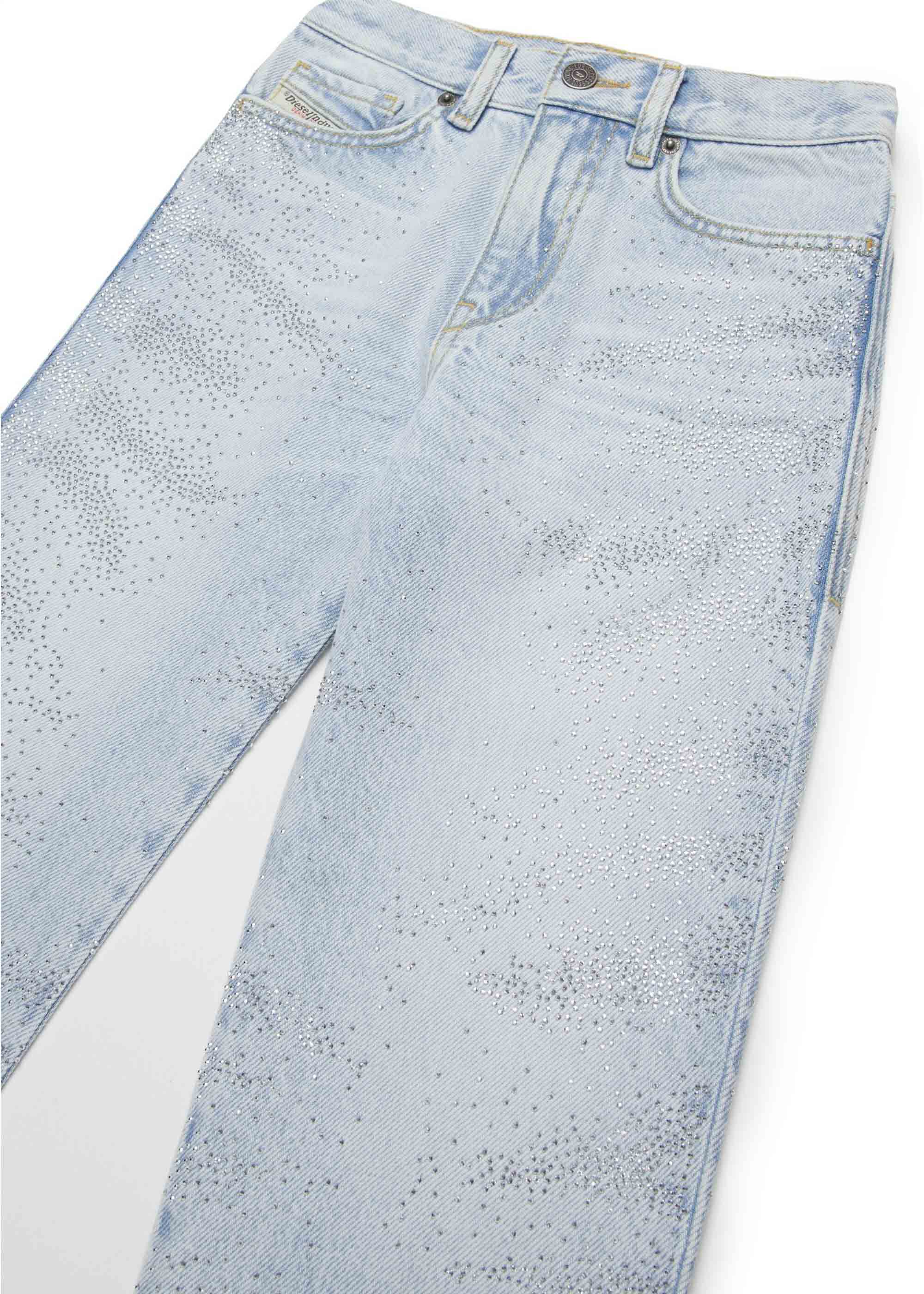 Diesel Kids Jeans Boyfriend con Applicazione Strass per Bambine