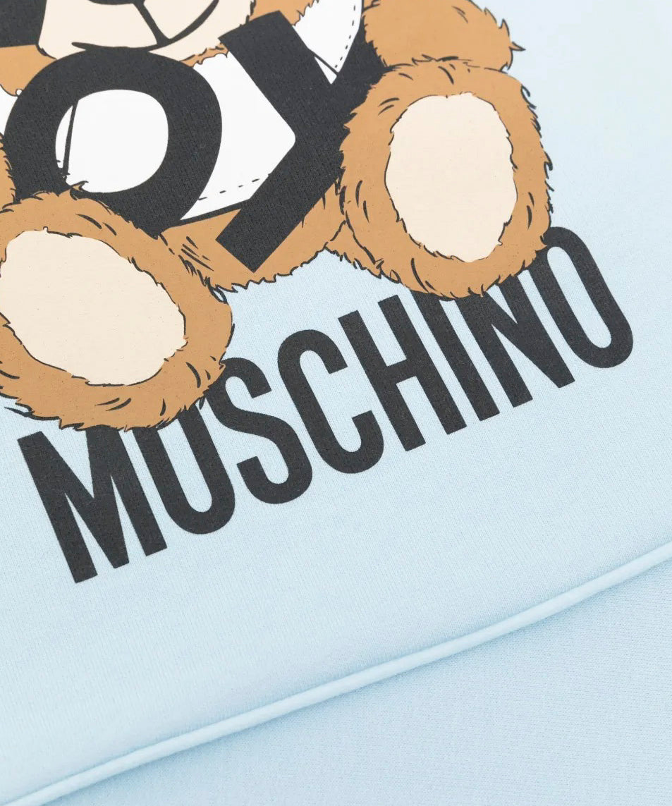Moschino Kids Coperta Celeste con Stampa Toy per Neonati