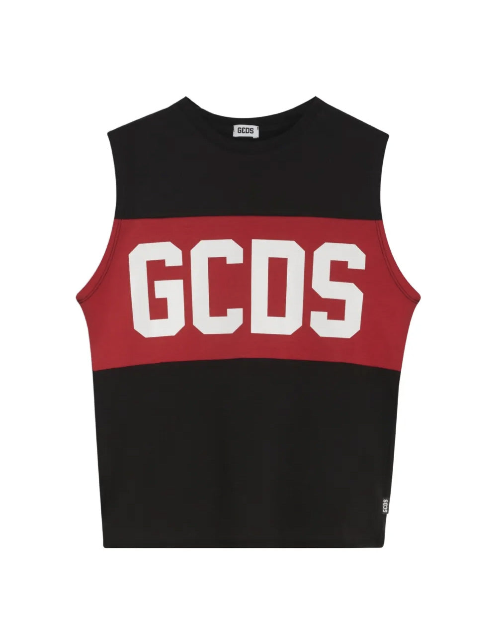 Gcds Kids Canotta Nero con Banda Rossa Logata Unisex