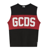 Gcds Kids Canotta Nero con Banda Rossa Logata Unisex