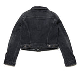 Diesel Kids Giubbino Denim Nero con Oval D per Bambine