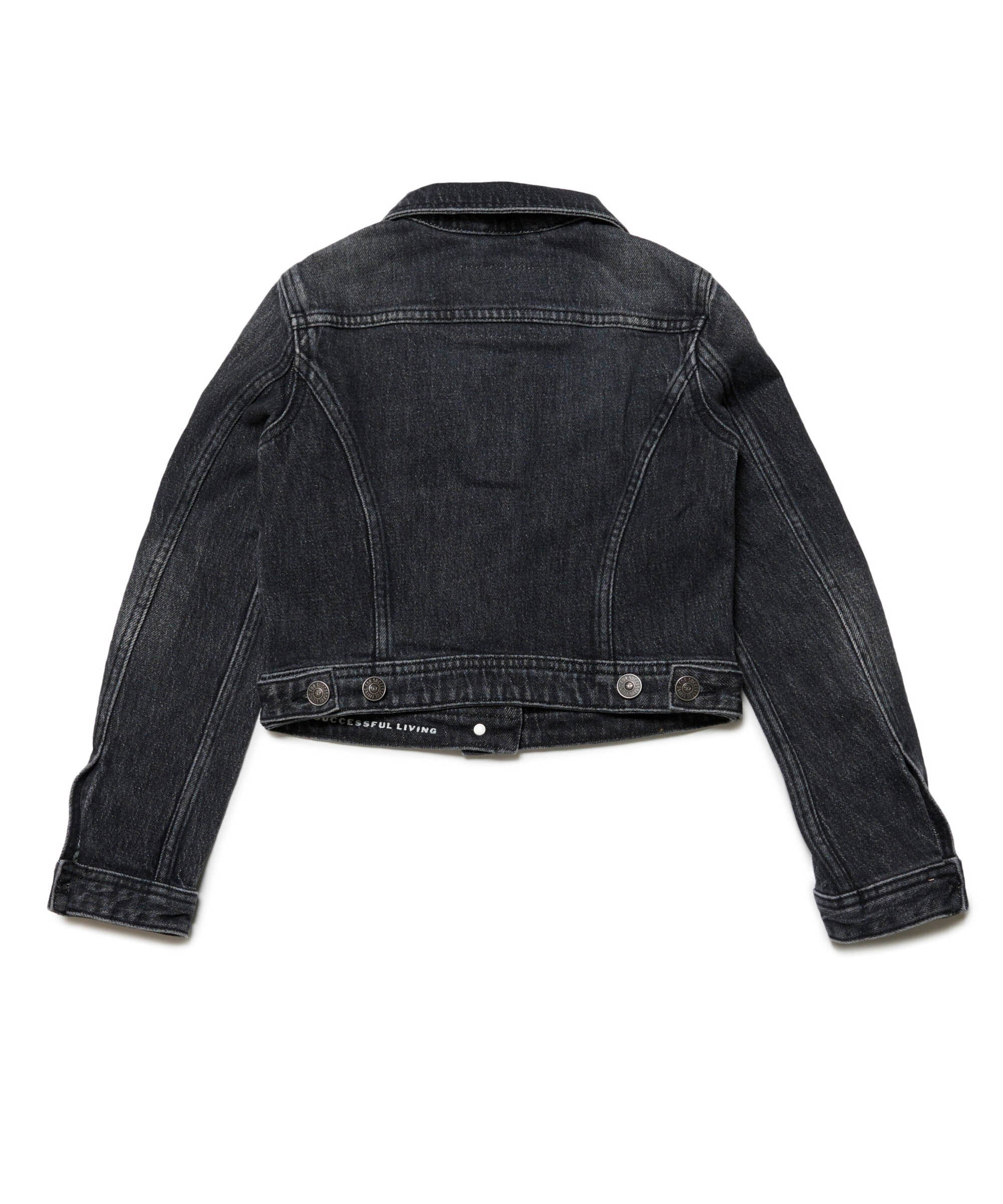 Diesel Kids Giubbino Denim Nero con Oval D per Bambine