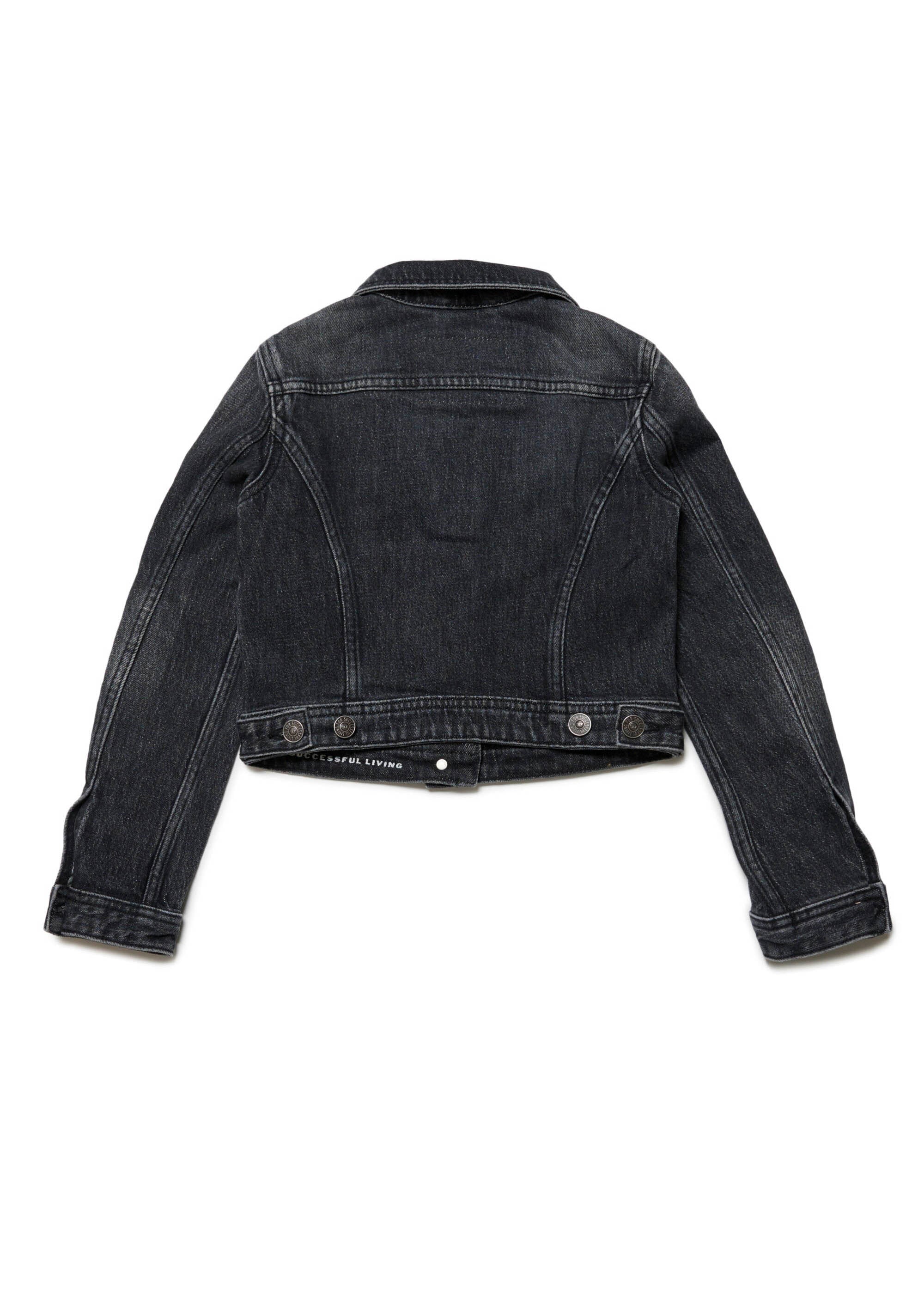 Diesel Kids Giubbino Denim Nero con Oval D per Bambine