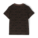 Moschino Kids T-Shirt Neonato Marrone con Logo All-over