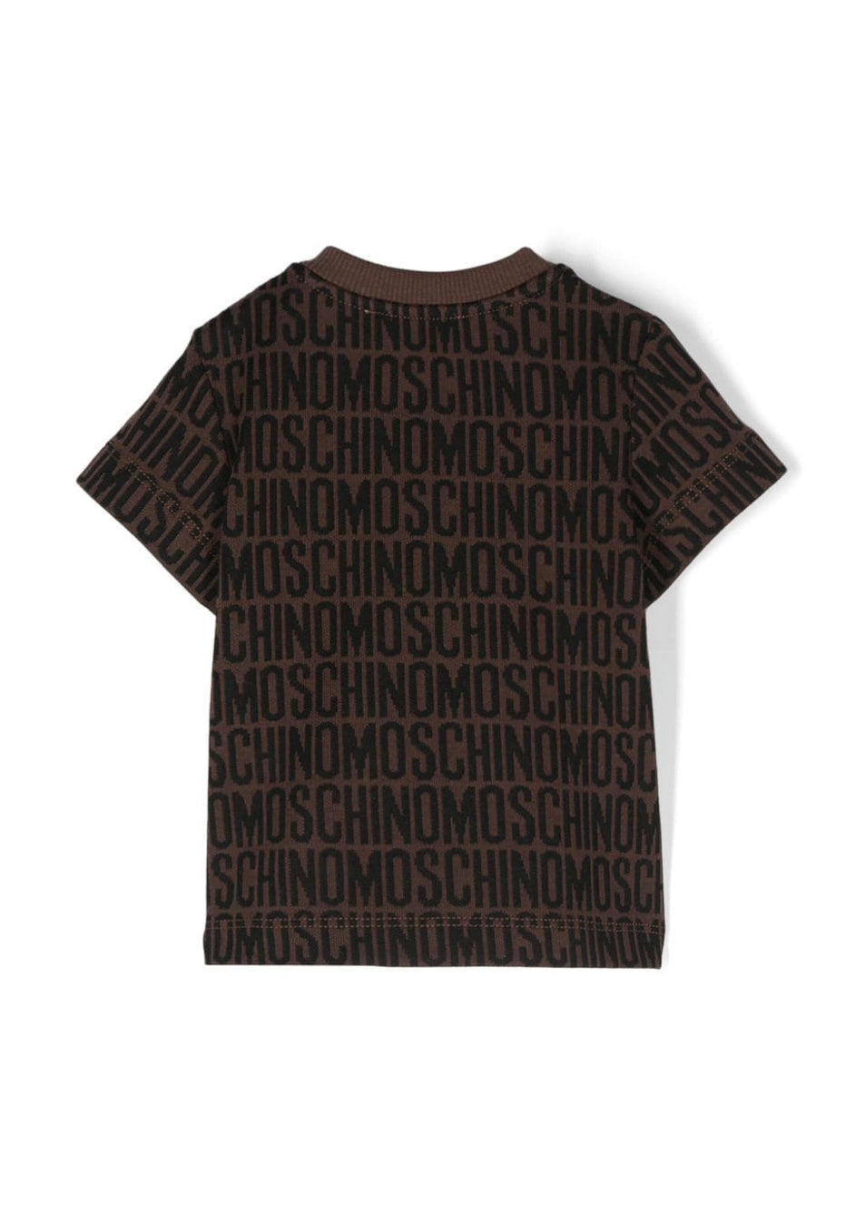 Moschino Kids T-Shirt Neonato Marrone con Logo All-over