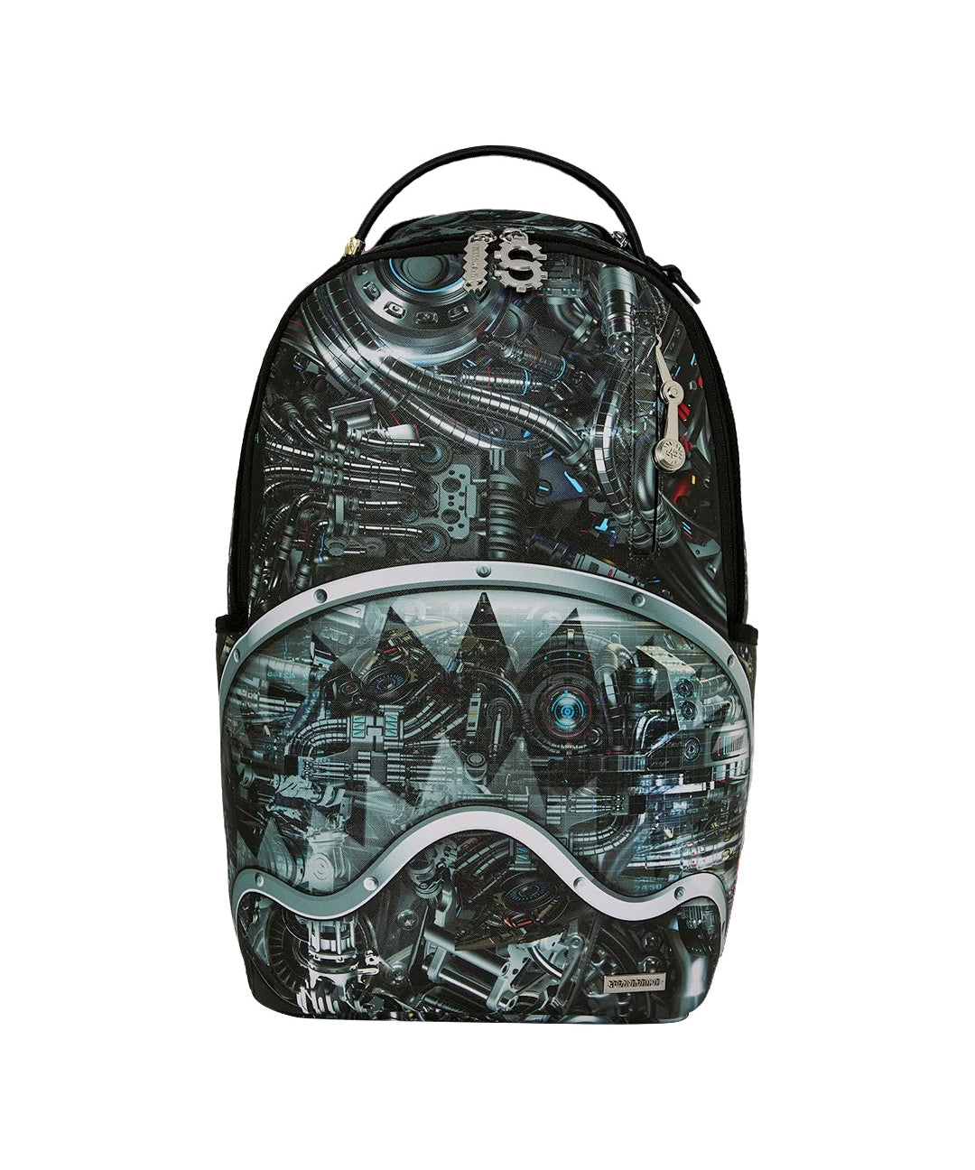 Sprayground Kids Zaino Think On It Unisex Grigio e Nero con Stampa Meccanica Robot e Shark Mouth