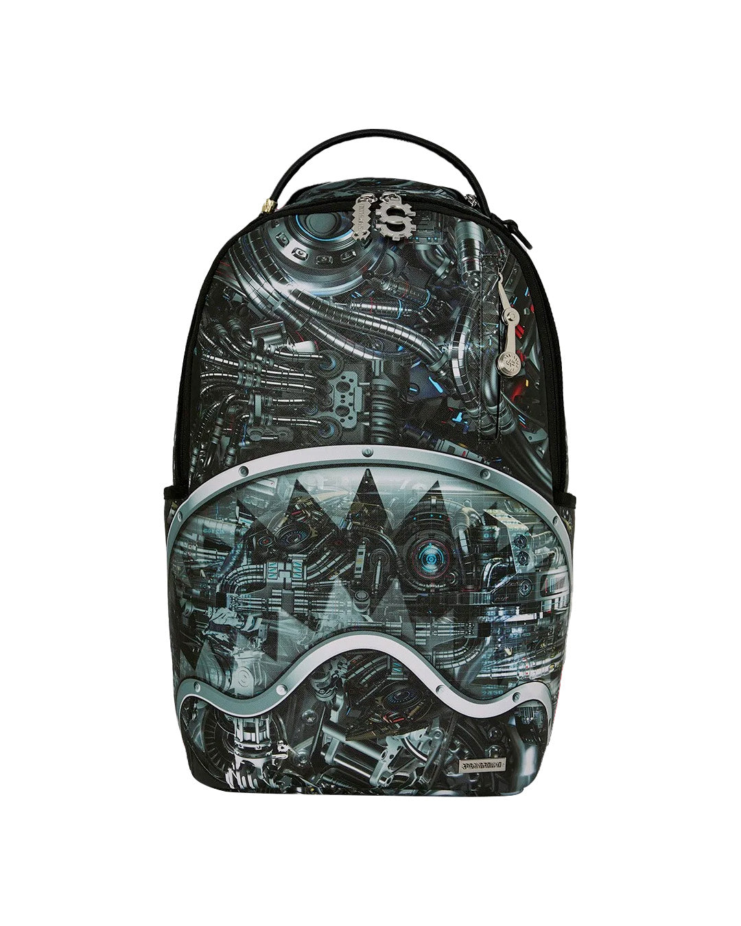 Sprayground Kids Zaino Think On It Unisex Grigio e Nero con Stampa Meccanica Robot e Shark Mouth