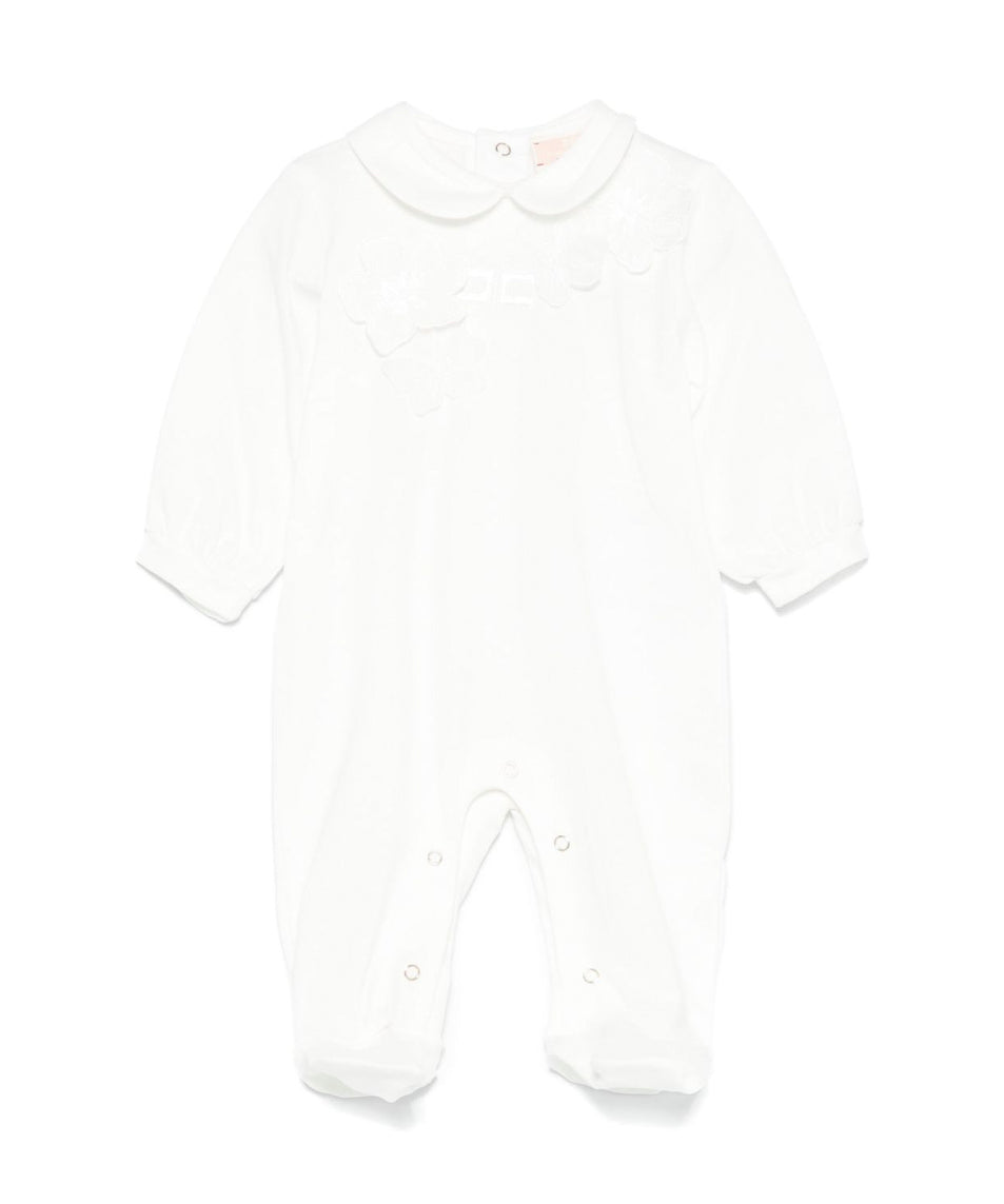 Elisabetta Franchi La Mia Bambina Tutina Panna con Applicazioni Fiori per Neonate