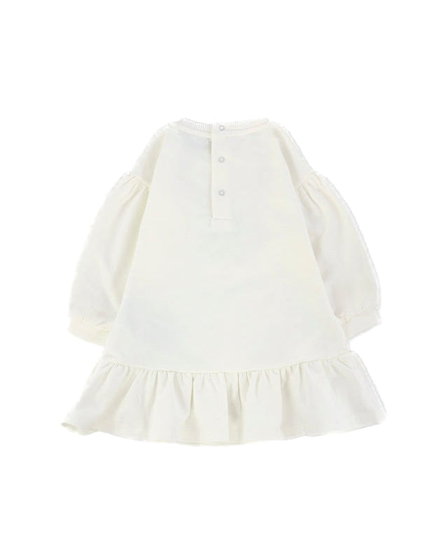 Moschino Kids Abito Panna con Volant con Teddy per Neonate