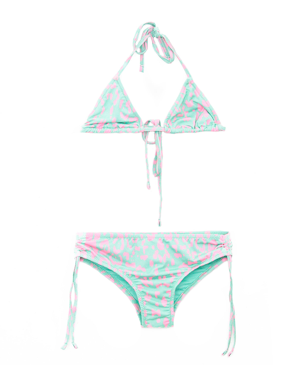 EffeK Costume Bikini Fantasia Maculata Verde/Fucsia per Bambine