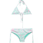 EffeK Costume Bikini Fantasia Maculata Verde/Fucsia per Bambine