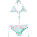 EffeK Costume Bikini Fantasia Maculata Verde/Fucsia per Bambine