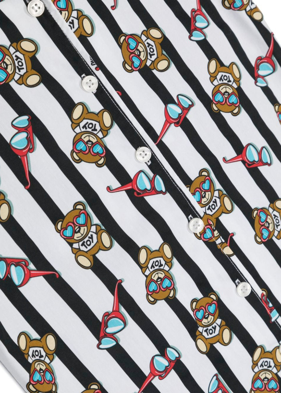 Moschino Kids Abito Bianco/Nero con Teddy Bear per Bambine (dettaglio)