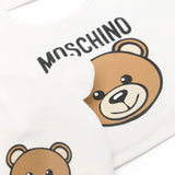 Moschino Kids Cappello con Bavetta Panna con Logo Teddy Bear per Neonati