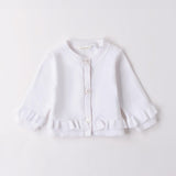 Minibanda Cardigan Bianco con Ruches per Neonate