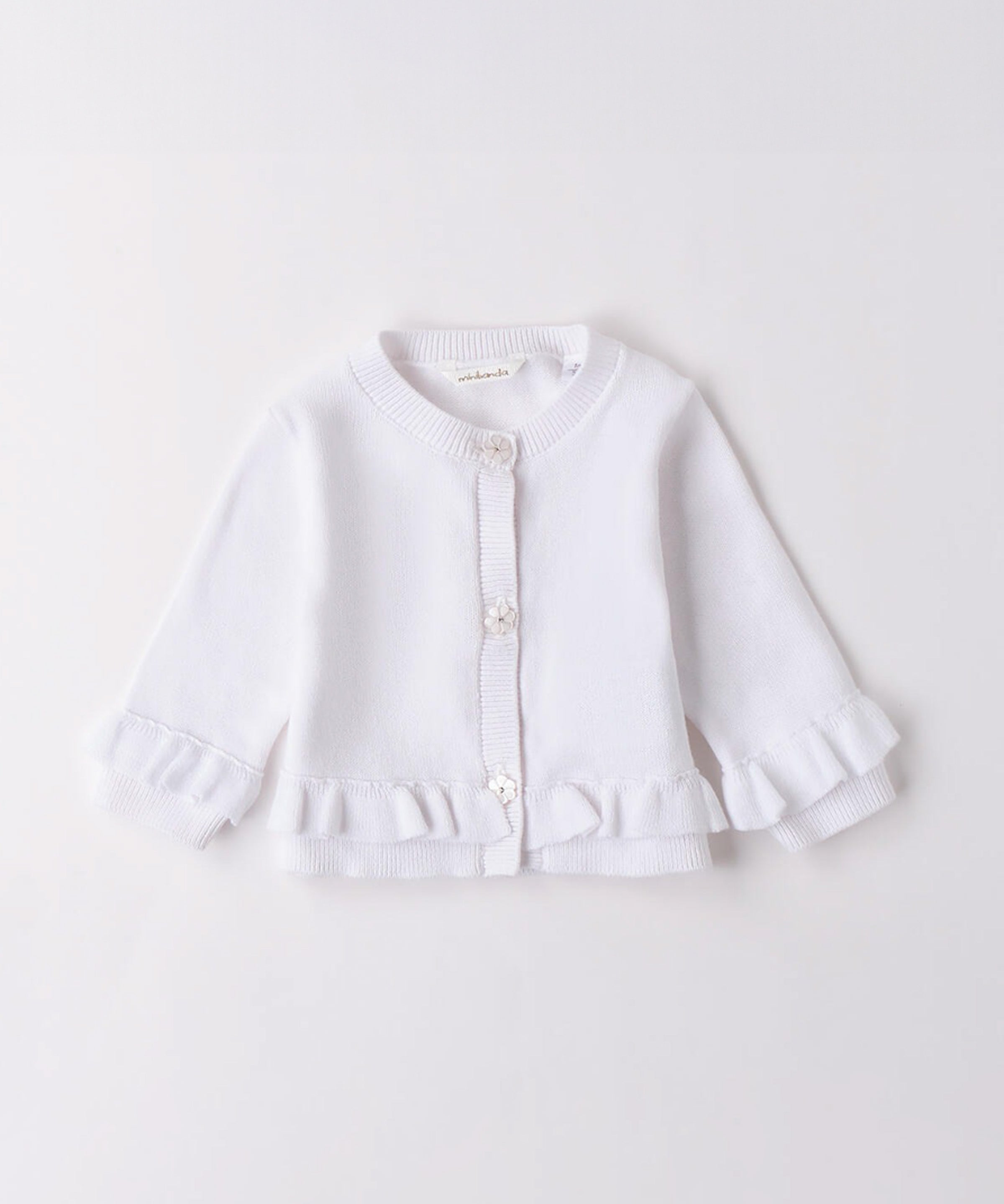 Minibanda Cardigan Bianco con Ruches per Neonate