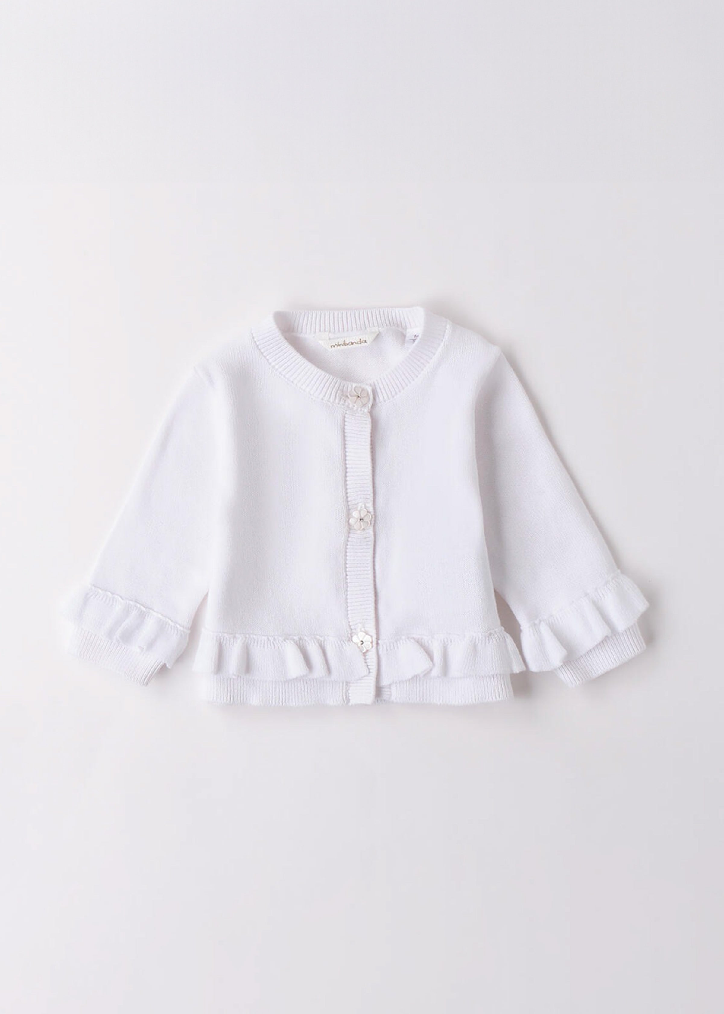 Minibanda Cardigan Bianco con Ruches per Neonate