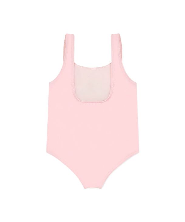 Moschino Kids Costume Monokini Rosa con Stampa per Neonate