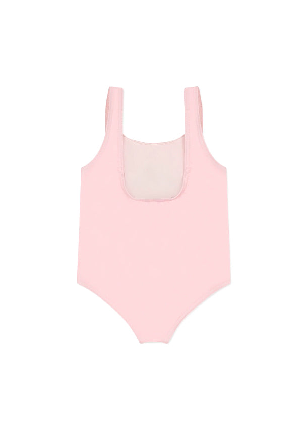 Moschino Kids Costume Monokini Rosa con Stampa per Neonate