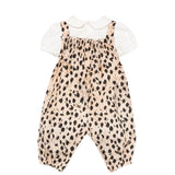 Elisabetta Franchi La Mia Bambina Completo Salopette con Motivo Animalier e Body Avorio per Neonate