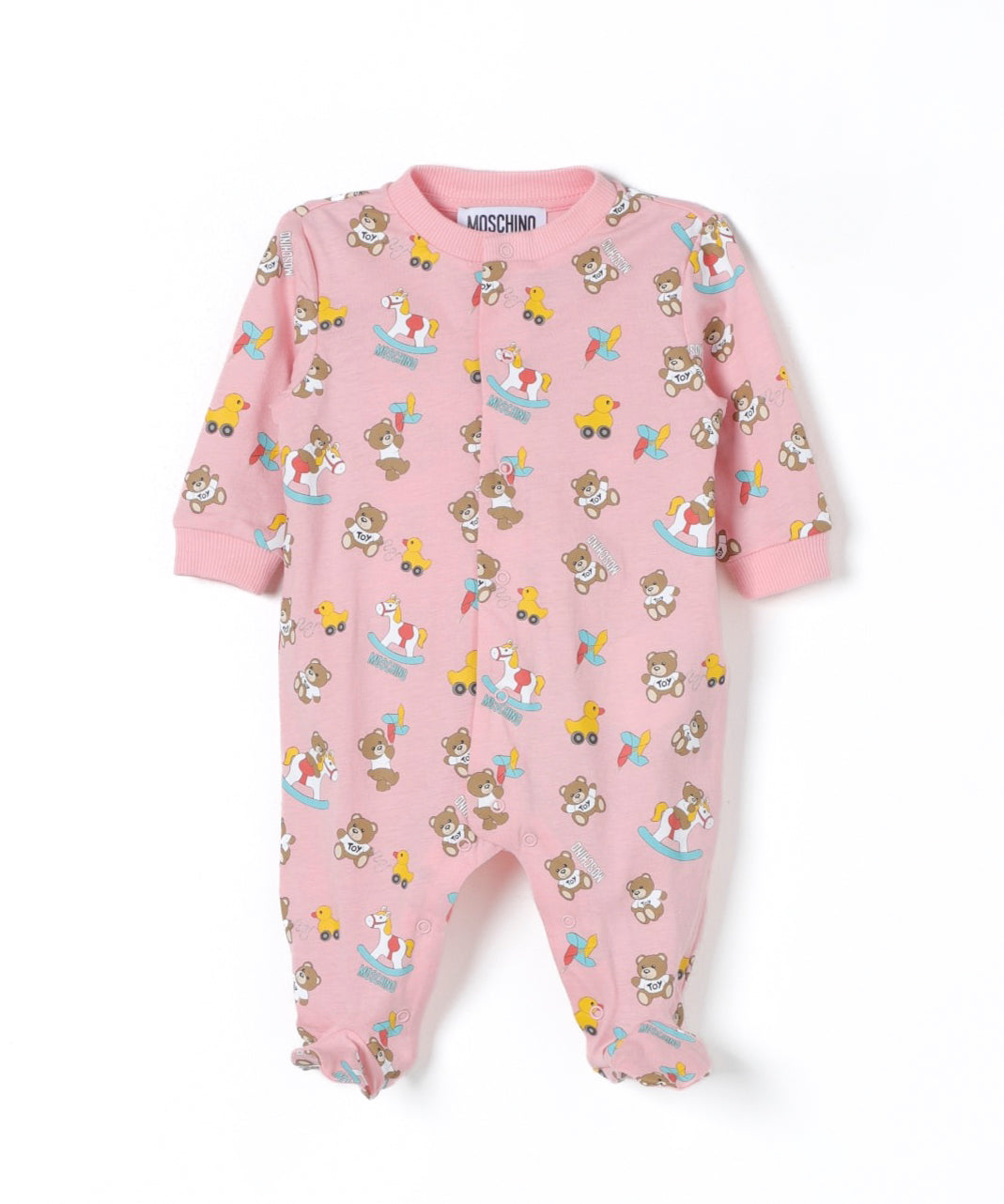 Moschino Kids Tutina Rosa con Stampa Grafica Teddy Bear All-over
