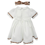 Roberto Cavalli Kids Abito con Fascia Avorio con Motivo Animalier per Neonata