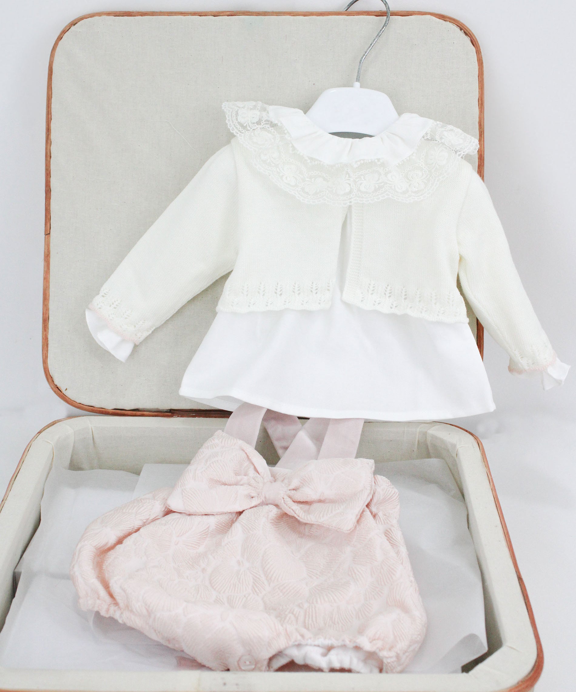 Marlù Completo Vaniglia/Rosa per Neonate