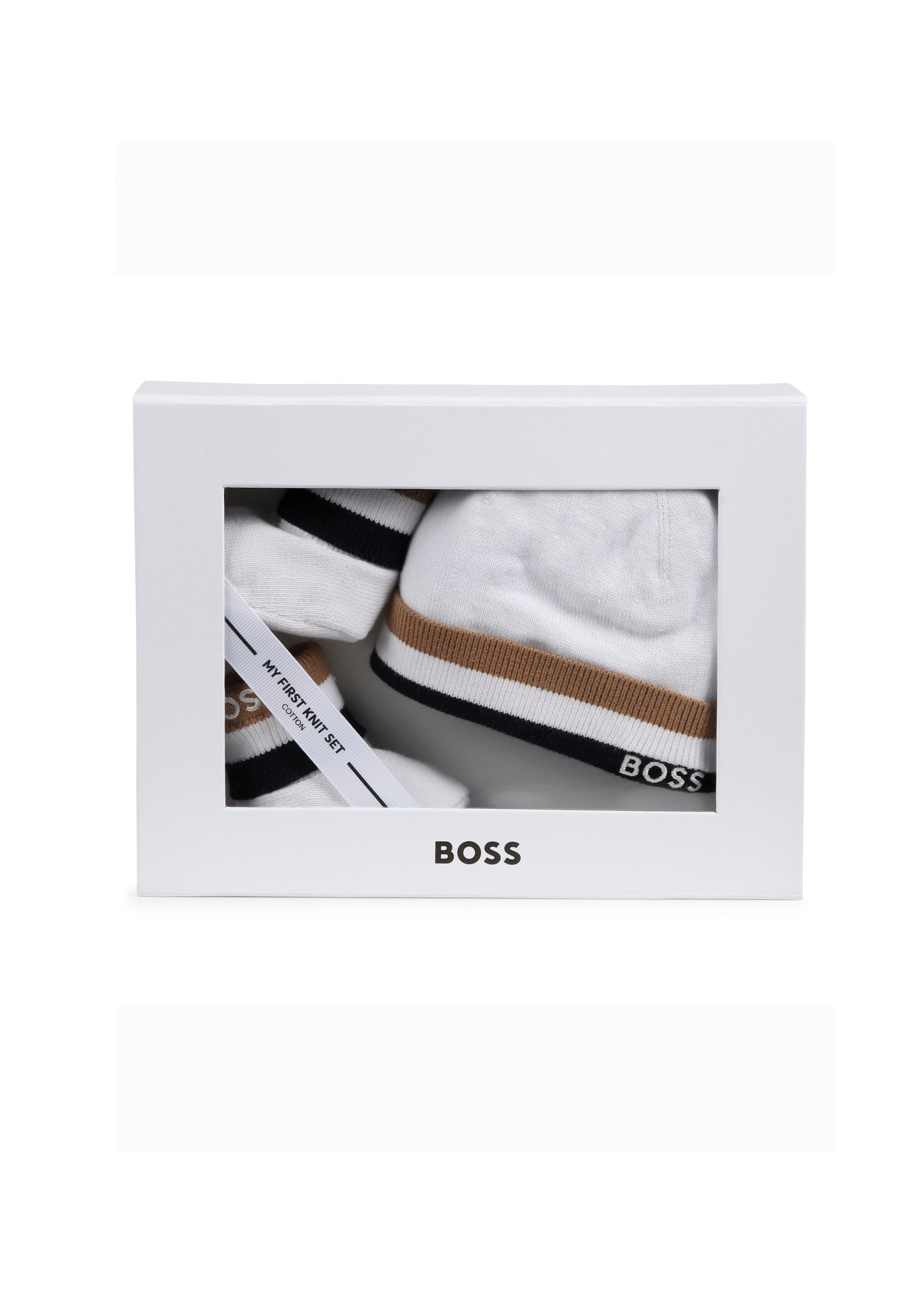 Boss Kids Completo Bianco Cappello con Scarpine per Neonati (confezione