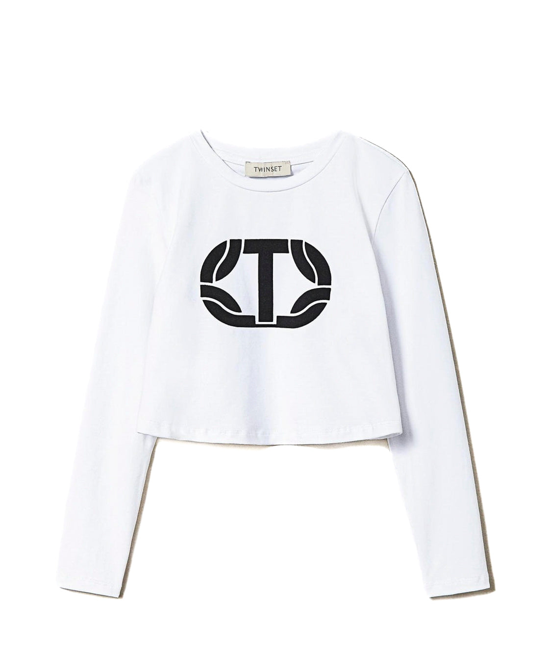 Twinset Kids T-shirt Bianca Crop con Logo Gommato per Bambine