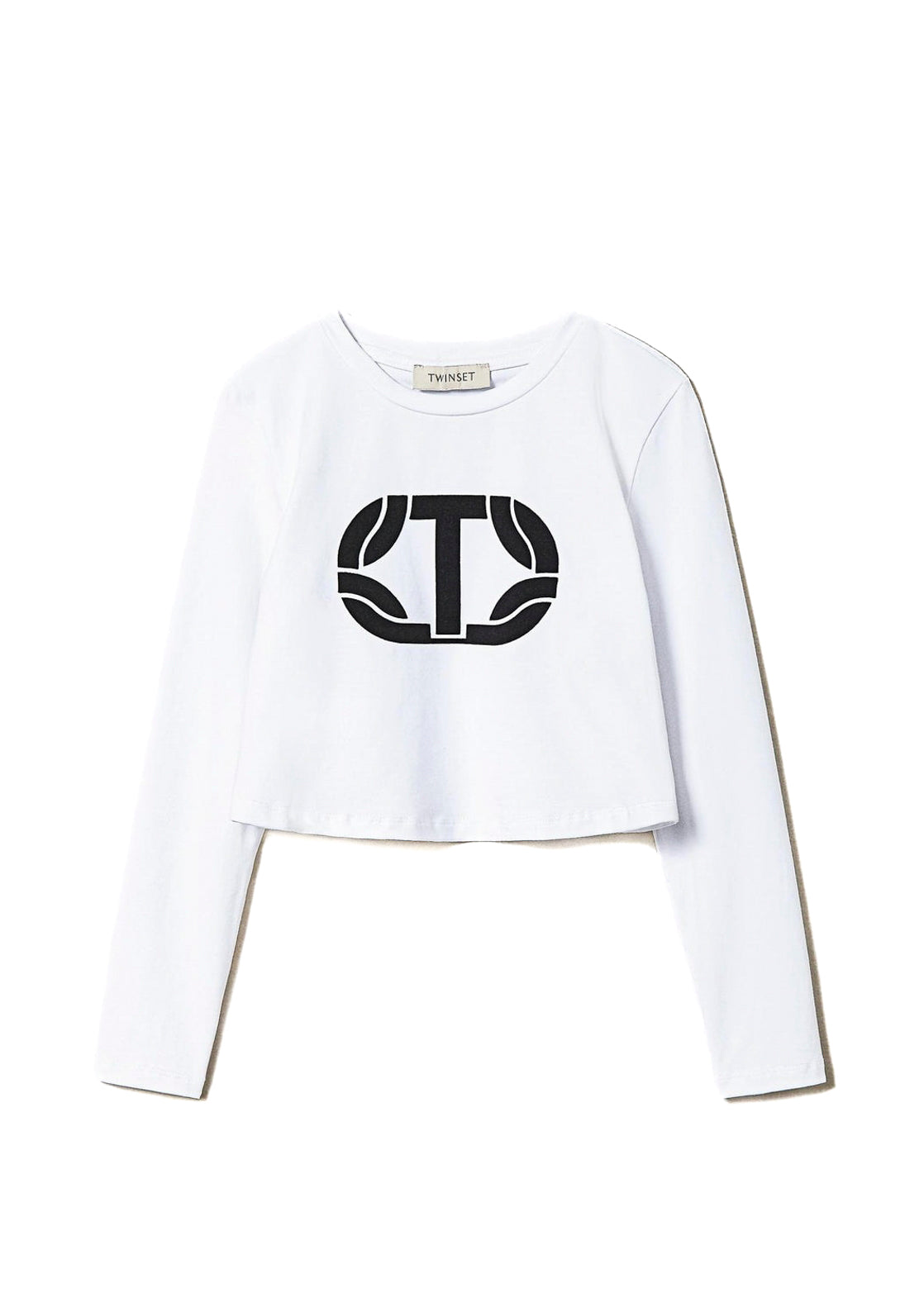 Twinset Kids T-shirt Bianca Crop con Logo Gommato per Bambine