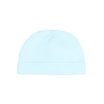 Moschino Kids Cappellino Celeste in Cotone con Stampa Teddy Bear e Logo per Neonati