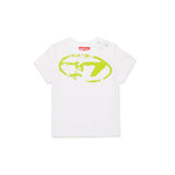 Diesel Kids White Used Effect T-shirt with Oval D for Babies