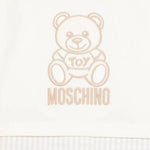 Moschino Kids Tutina a Righe Panna/Beige con Ricamo Teddy per Neonati