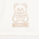 Moschino Kids Tutina a Righe Panna/Beige con Ricamo Teddy per Neonati