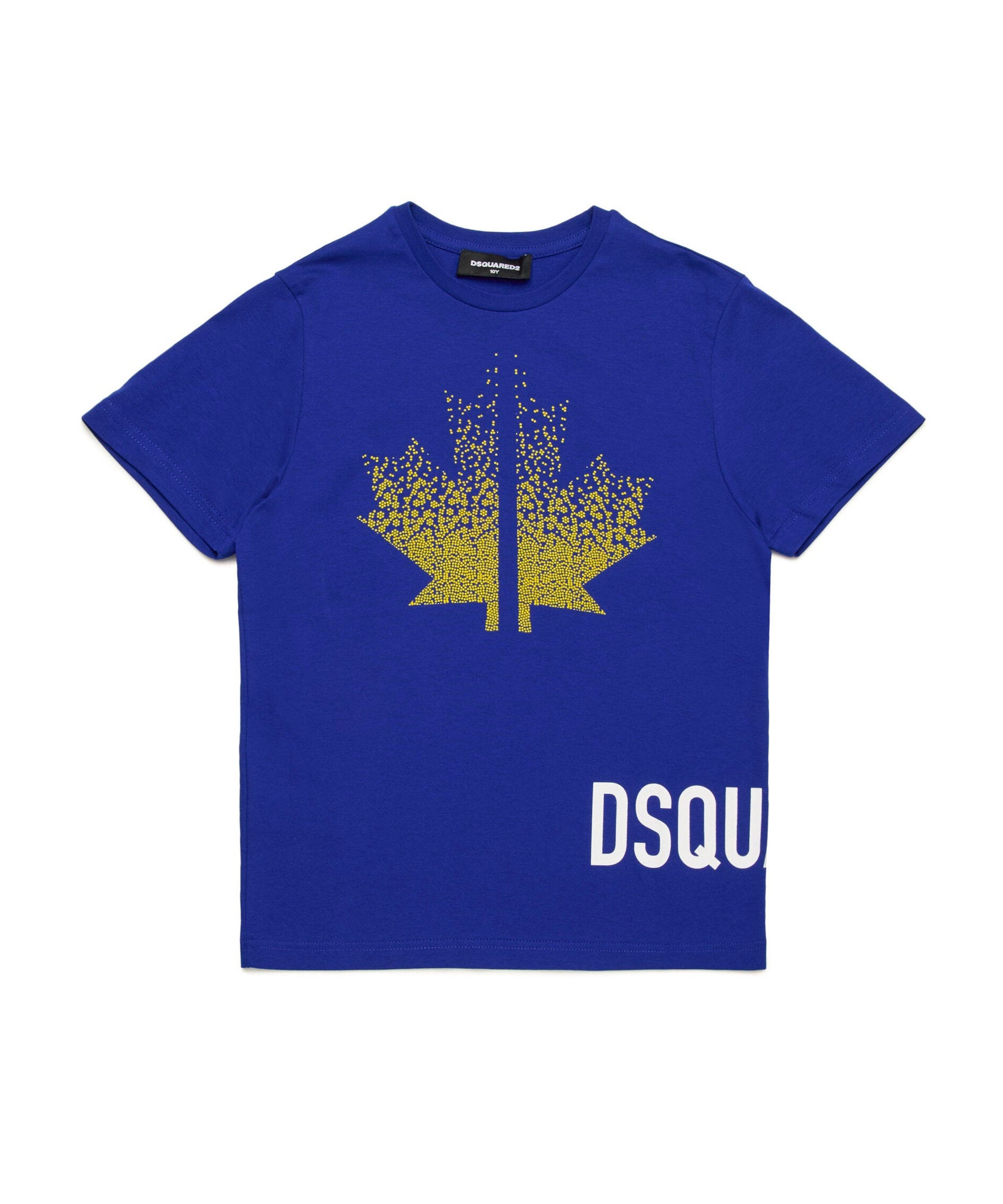 Dsquared2 Kids T-shirt Bluette con Applicazione Leaf Strass per Bambine
