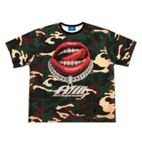 ArtSuperMoney Kids T-Shirt Verde Militare con Stampa Strass per Bambini