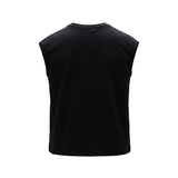 Yes London Kids Canotta Nero Monocolore con Applicazione Logo per Bambini