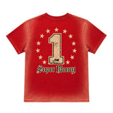 ArtSuperMoney Kids T-Shirt Rosso con Stampa Strass per Bambini