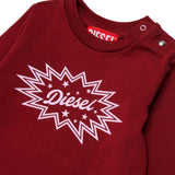 Diesel Kids T-Shirt Bordeaux con Stampa Rosa per Neonate