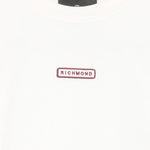 John Richmond Kids T-Shirt Cropped Bianca in Cotone con Logo Ricamato per Bambine