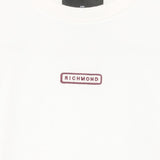John Richmond Kids T-Shirt Cropped Bianca in Cotone con Logo Ricamato per Bambine
