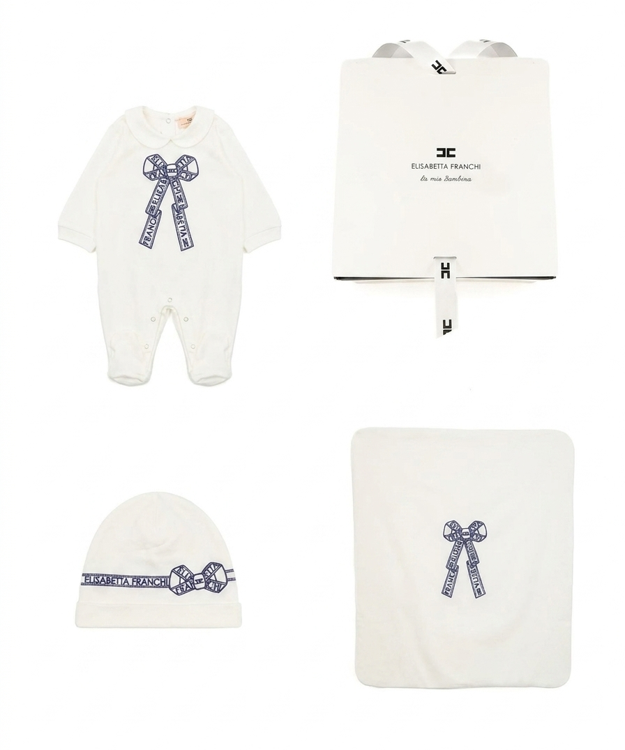 Elisabetta Franchi La Mia Bambina KIT TUTINA+COPERTA+CAPPELLO per Neonate